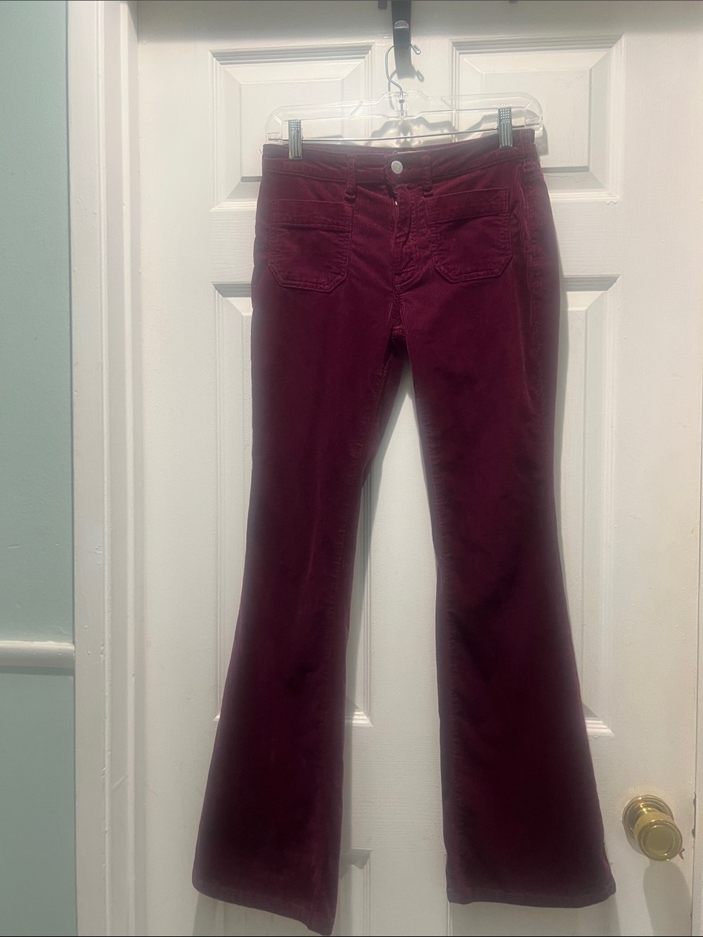 Pilcro Wine Corduroy Flare Pants